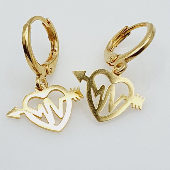 "One Arrow Stainless Steel Geometric Love Earrings for Women, 55EGL1164 - Picture 9 of 11